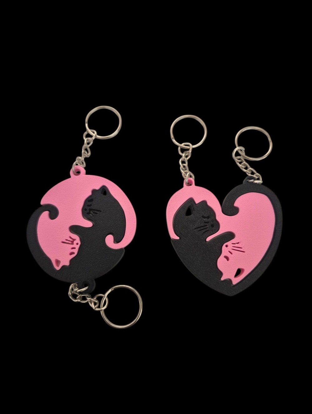 Matching Cat Couple Keychains, Cute Cat Heart Set Best Friend Cat Lover 1 set